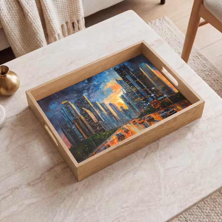 Tablett - Auto - Skyline - Sonne - Blau — 2