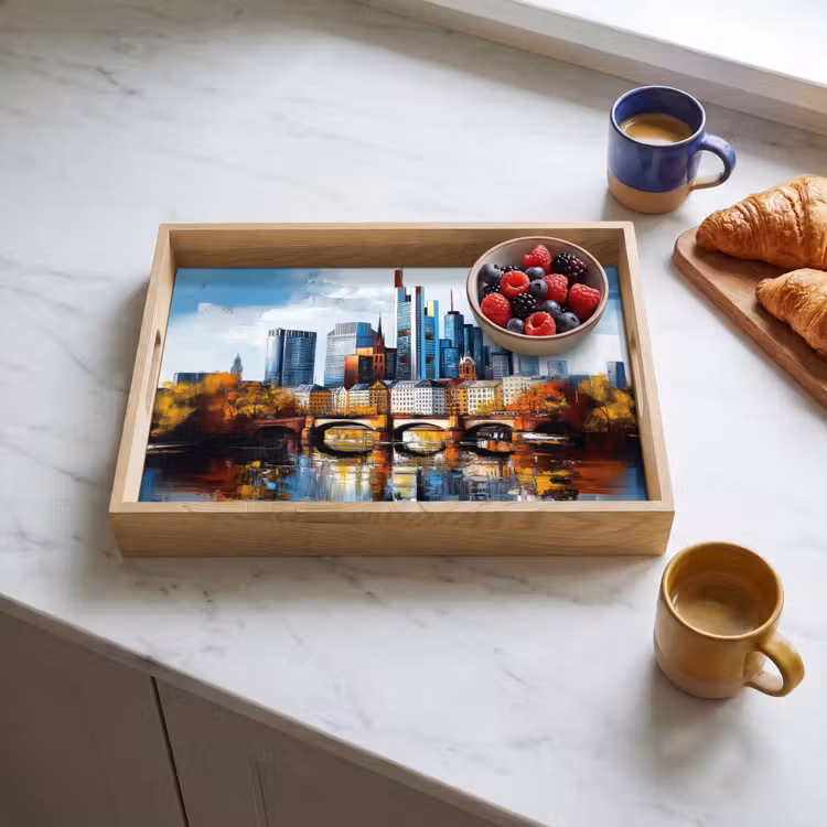 Tablett - Bäume Frankfurt - Stadt - Skyline - Brücke — 3