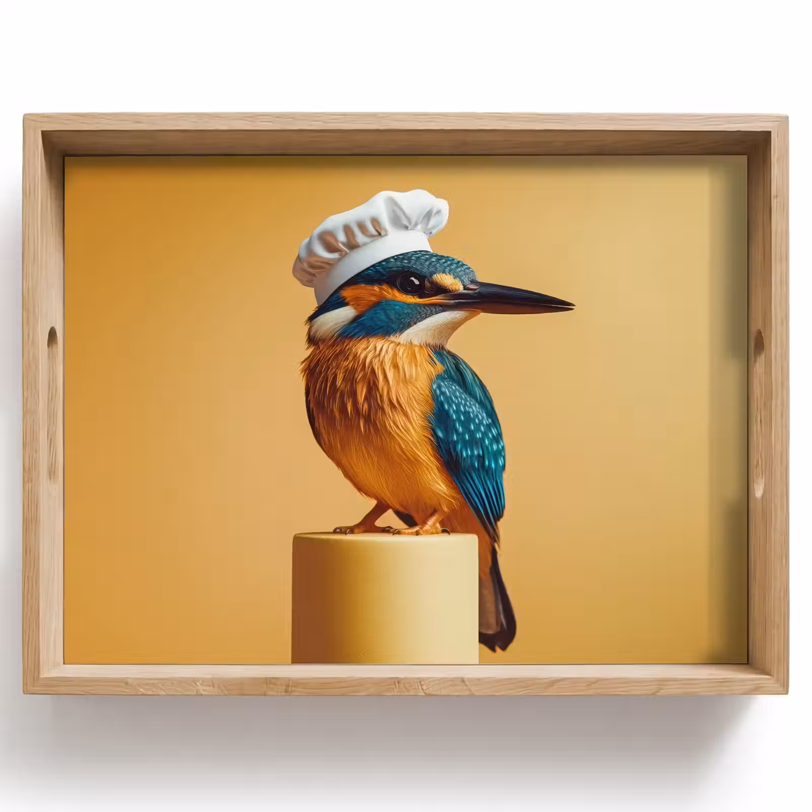 Tablett - Eisvogel - Säule - Kochmütze - Vogel — 1