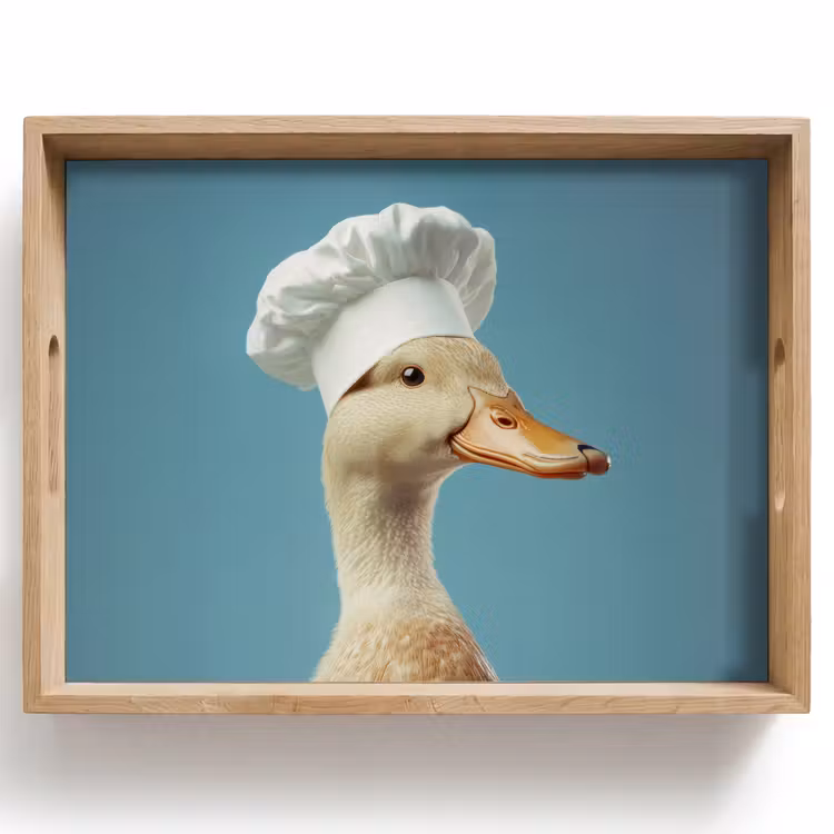 Tablett - Ente - Kochmütze - Niedlich - Vogel — 1