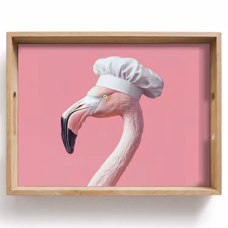 Tablett - Flamingo - Rosa - Kochmütze - Vogel — 1