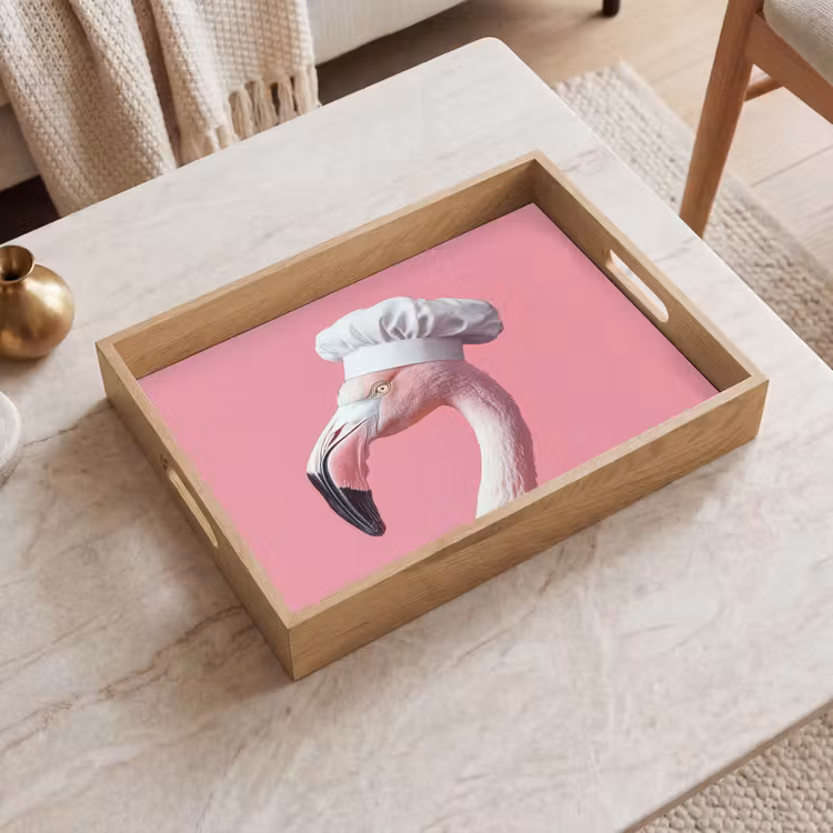 Tablett - Flamingo - Rosa - Kochmütze - Vogel — 2