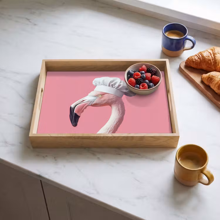 Tablett - Flamingo - Rosa - Kochmütze - Vogel — 3