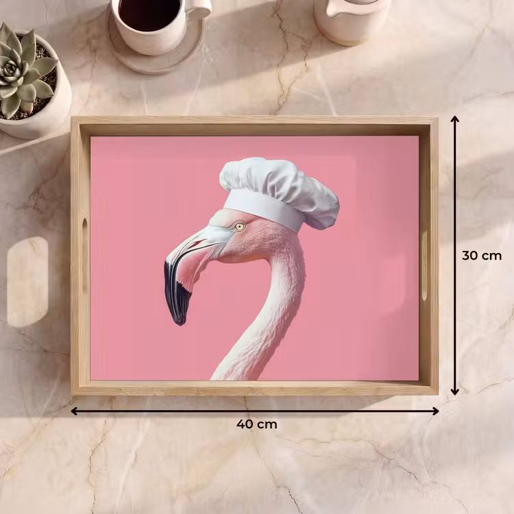 Tablett - Flamingo - Rosa - Kochmütze - Vogel — 7