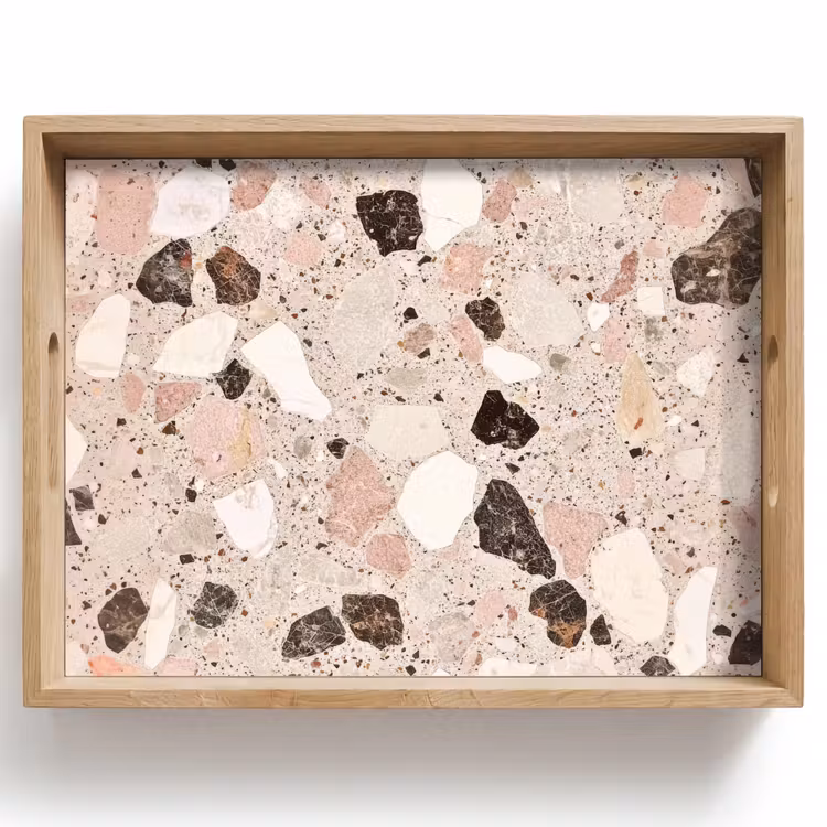 Tablett - Hell - Rosa - Terrazzo - Steine — 1