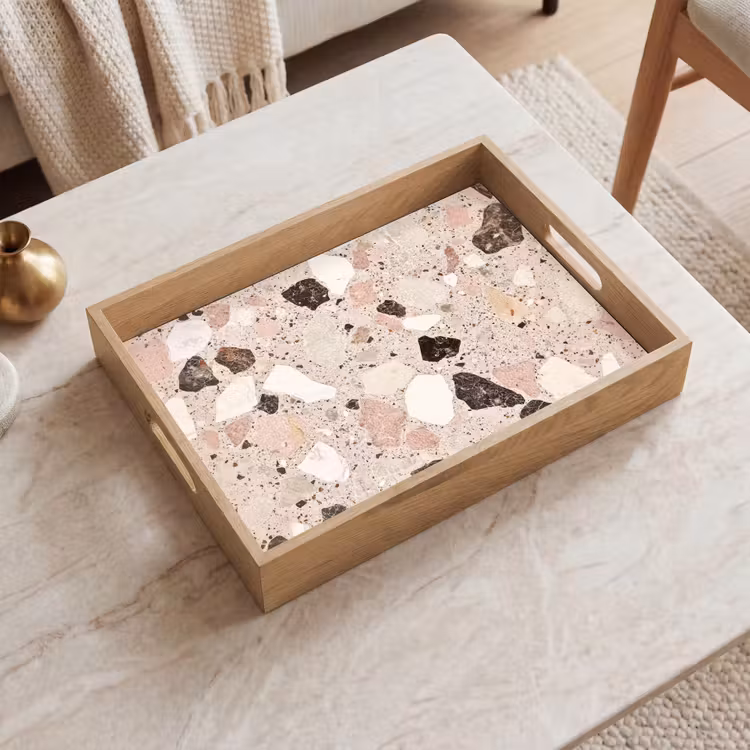 Tablett - Hell - Rosa - Terrazzo - Steine — 2