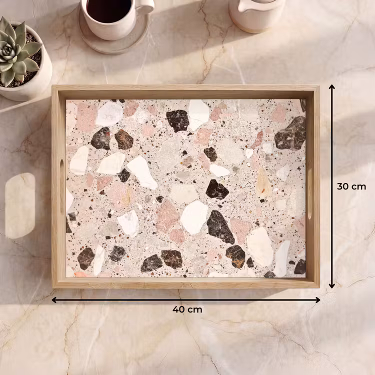 Tablett - Hell - Rosa - Terrazzo - Steine — 7