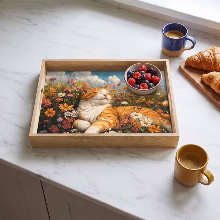 Tablett - Katze - Blumen - Entspannen — 3