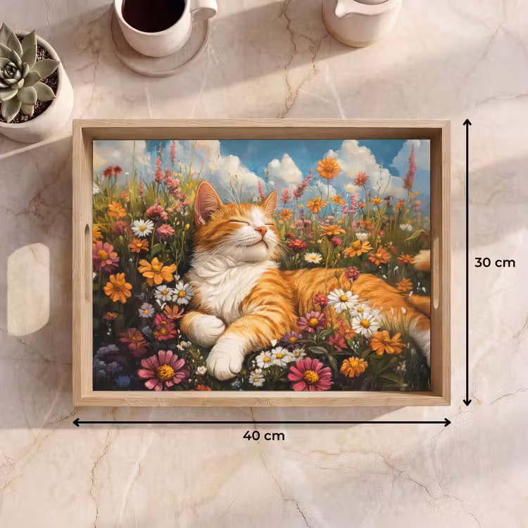 Tablett - Katze - Blumen - Entspannen — 7