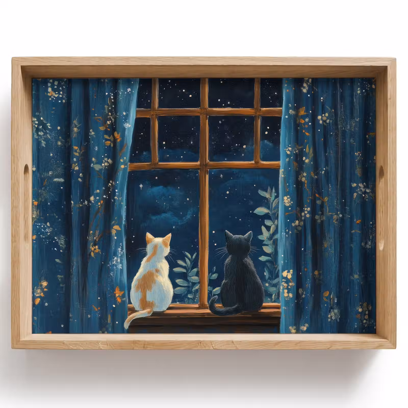 Tablett - Katze - Sternenhimmel - Blau — 1