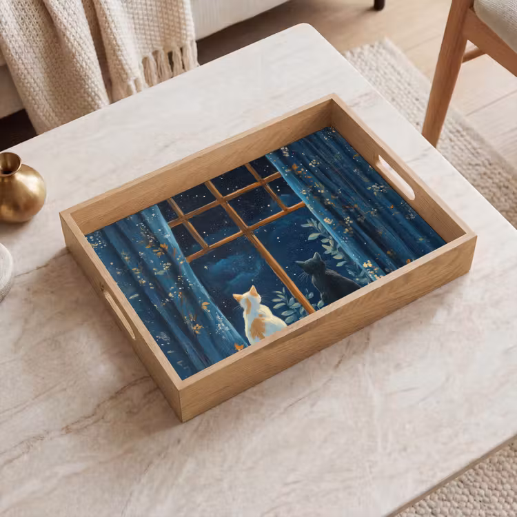 Tablett - Katze - Sternenhimmel - Blau — 2