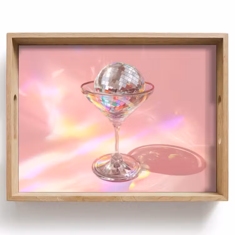 Tablett - Martini Glas - Discokugel - Funkelnde Lichtpunkte — 1