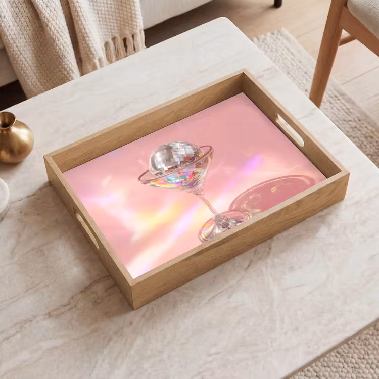 Tablett - Martini Glas - Discokugel - Funkelnde Lichtpunkte — 2