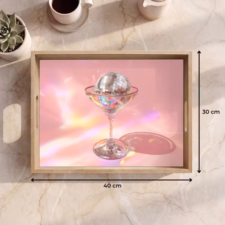 Tablett - Martini Glas - Discokugel - Funkelnde Lichtpunkte — 7