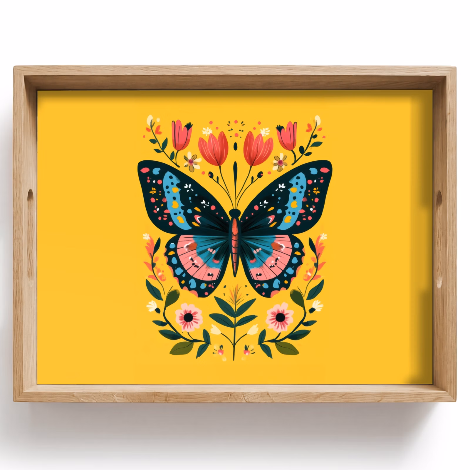 Tablett - Blumen - Bunt - Schmetterling - Ornamental — 1