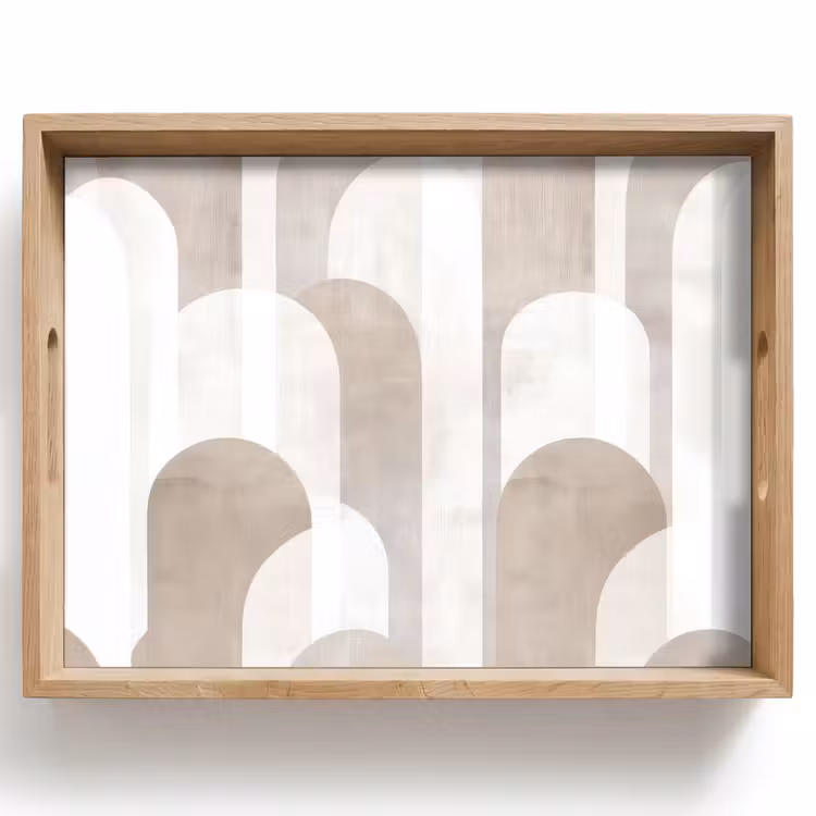 Tablett - Abstrakte Bögen - Modern - Beige — 1