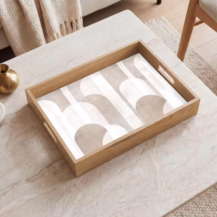Tablett - Abstrakte Bögen - Modern - Beige — 2