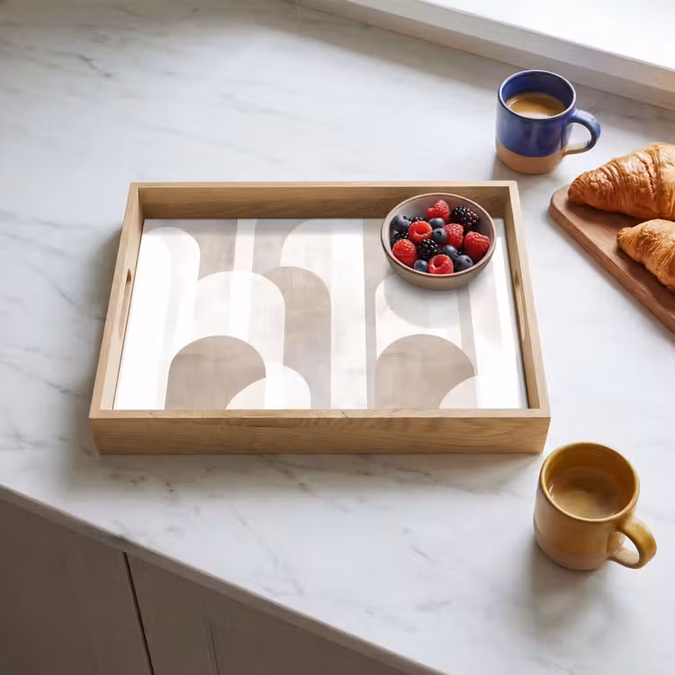 Tablett - Abstrakte Bögen - Modern - Beige — 3