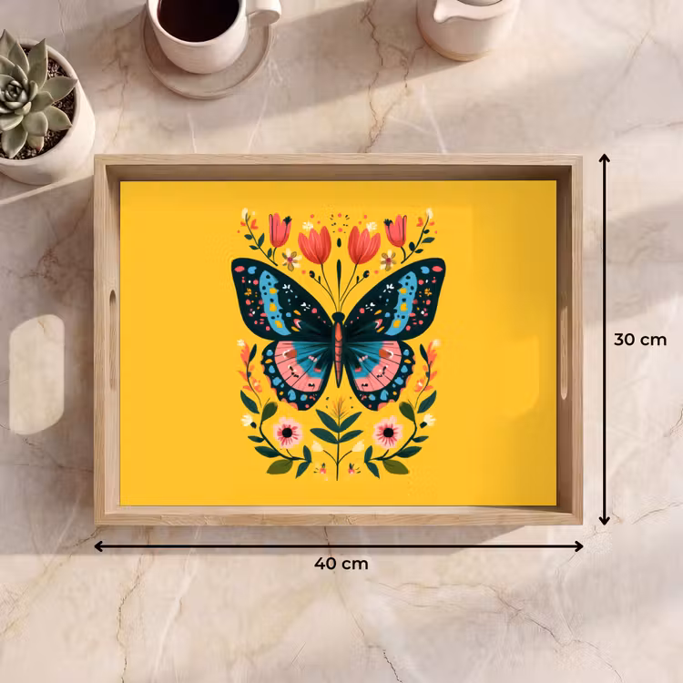 Tablett - Blumen - Bunt - Schmetterling - Ornamental — 7