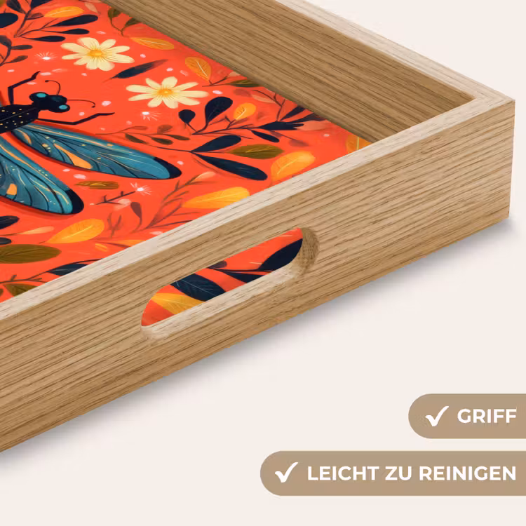 Tablett - Libelle - Blau - Flügel - Blätter — 8