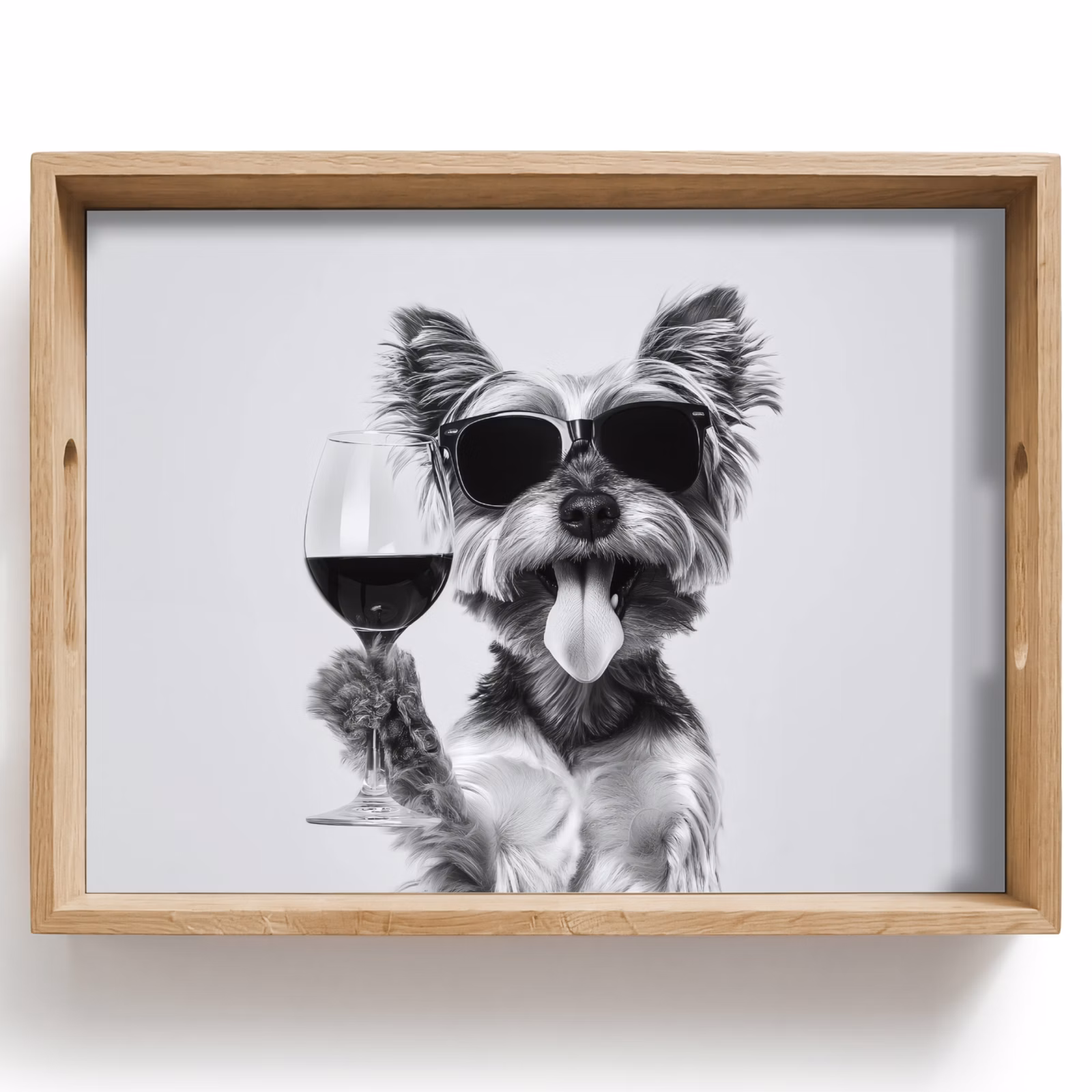 Tablett - Hund - Weinglas - Sonnenbrille - Enthusiastisch — 1