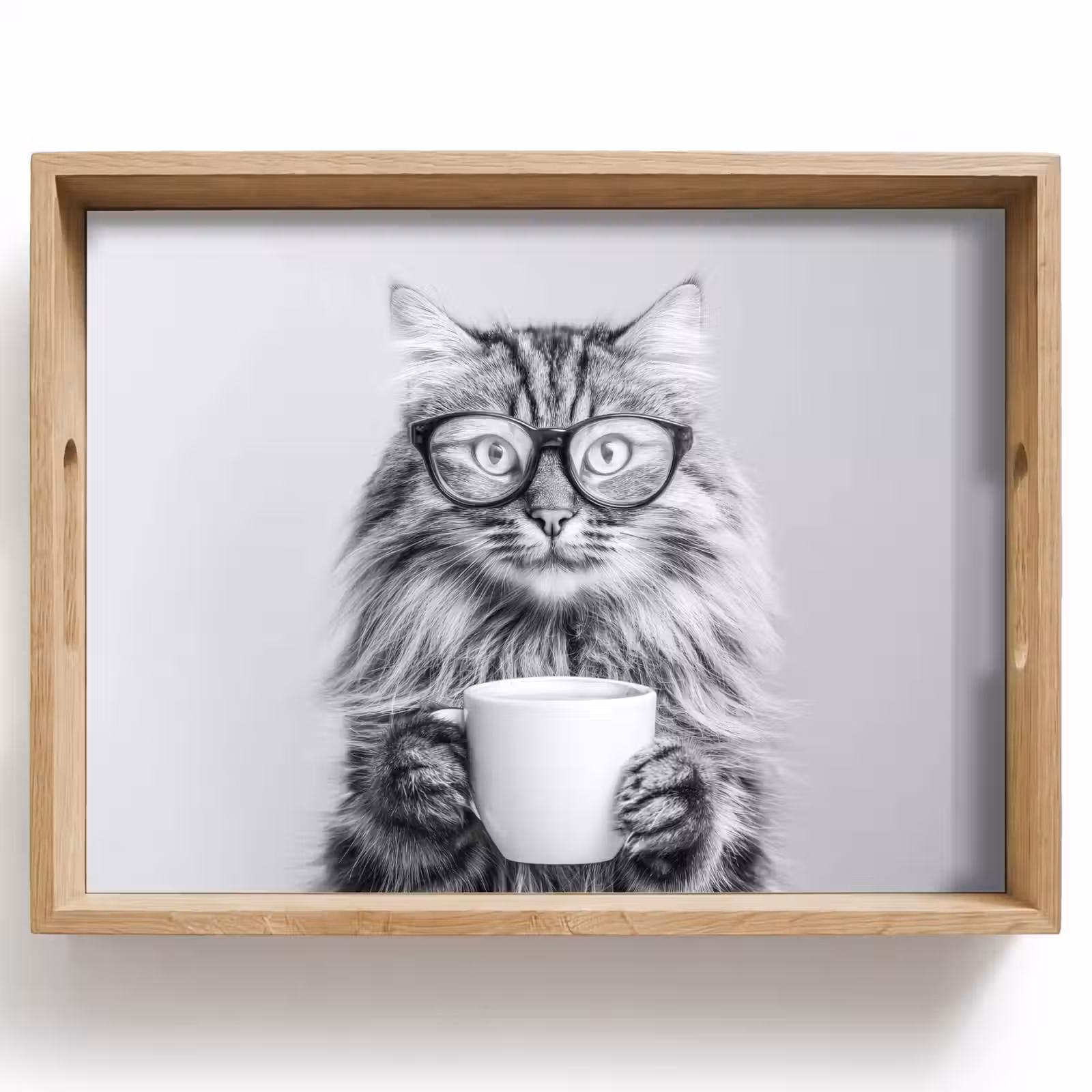 Tablett - Katze - Brille - Becher - Flauschig — 1