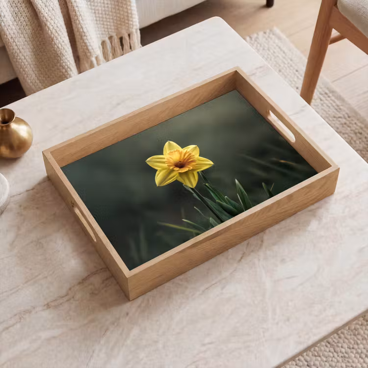 Tablett - Blume - Narzisse - Gras - Gelb — 2
