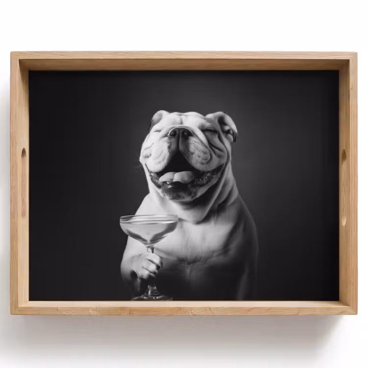 Tablett - Bulldogge - Hund - Glas — 1