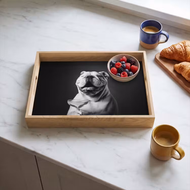 Tablett - Bulldogge - Hund - Glas — 3