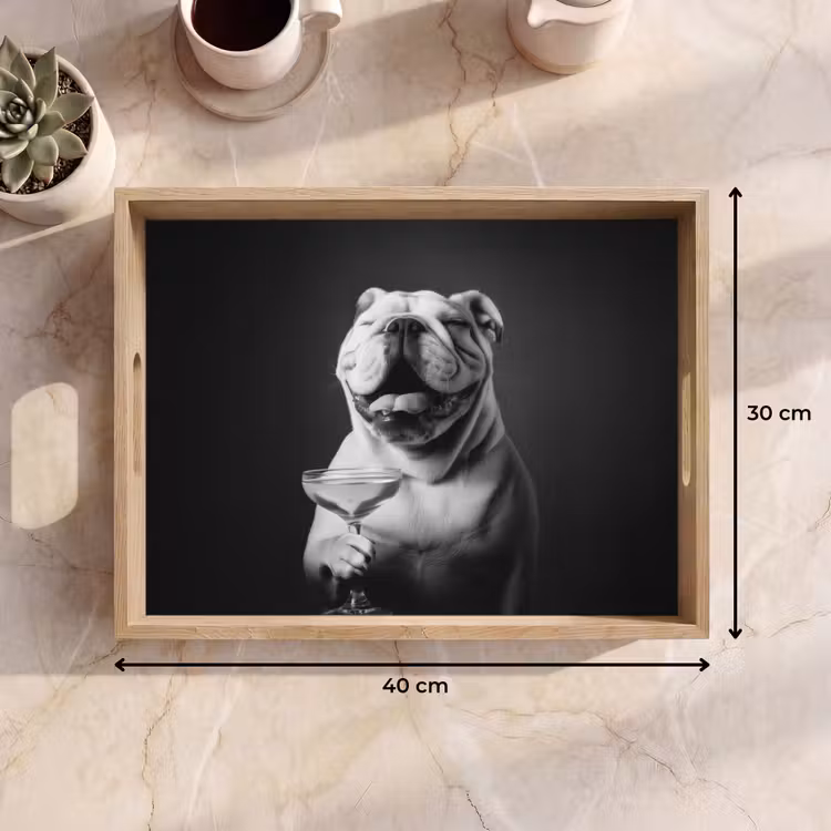 Tablett - Bulldogge - Hund - Glas — 7