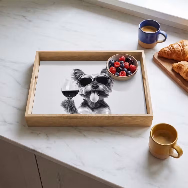 Tablett - Hund - Weinglas - Sonnenbrille - Enthusiastisch — 3
