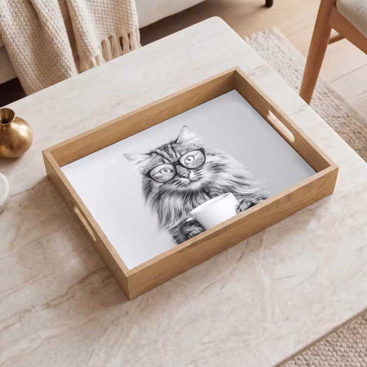 Tablett - Katze - Brille - Becher - Flauschig — 2
