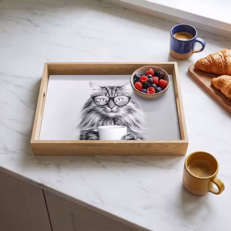 Tablett - Katze - Brille - Becher - Flauschig — 3
