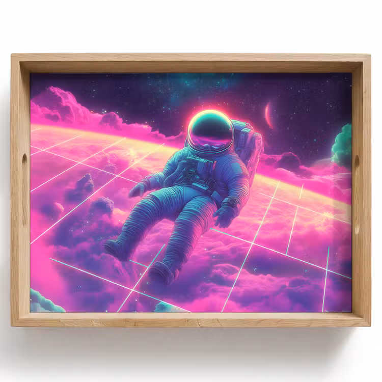 Tablett - Astronaut - Neon - Rosa - Wolken — 1