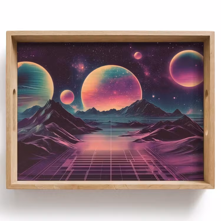 Tablett - Landschaft - Planeten - Horizont - Violett — 1