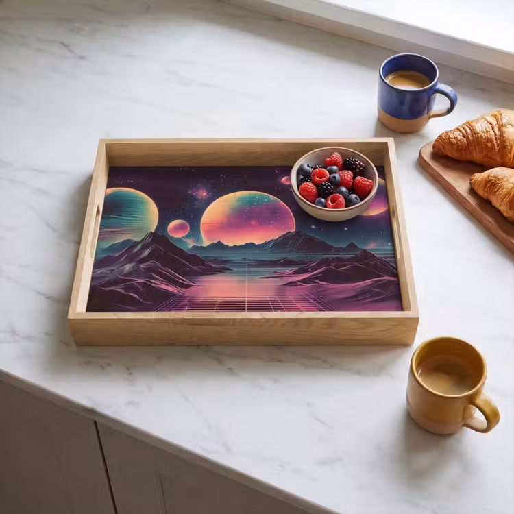 Tablett - Landschaft - Planeten - Horizont - Violett — 3