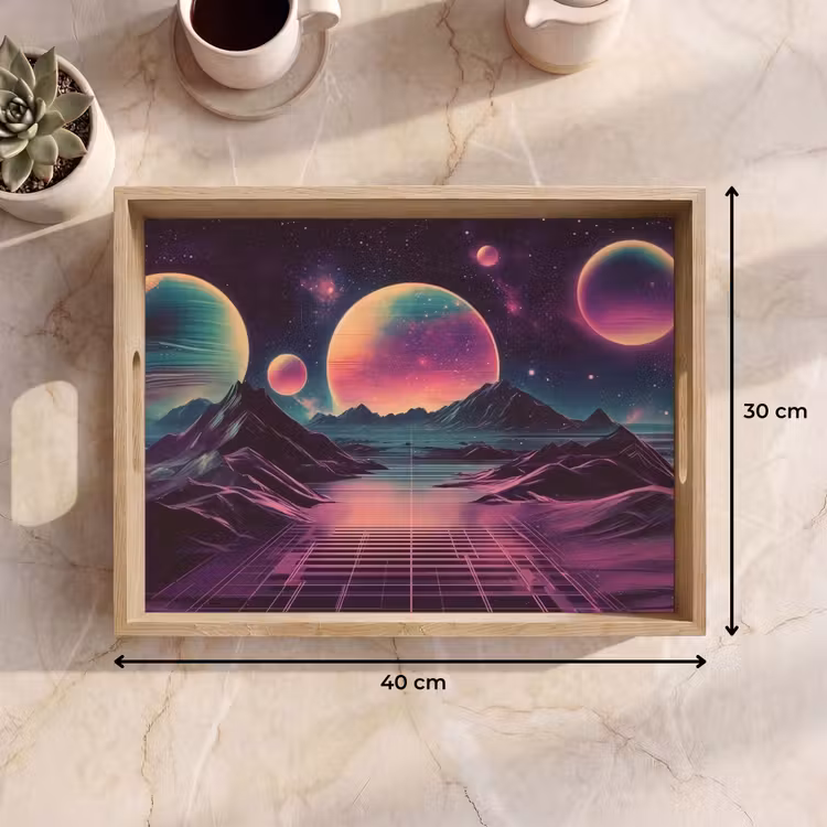 Tablett - Landschaft - Planeten - Horizont - Violett — 7