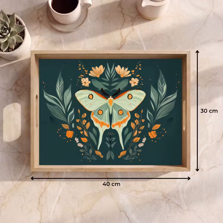 Tablett - Ornamental - Schmetterling - Grün - Blätter — 7