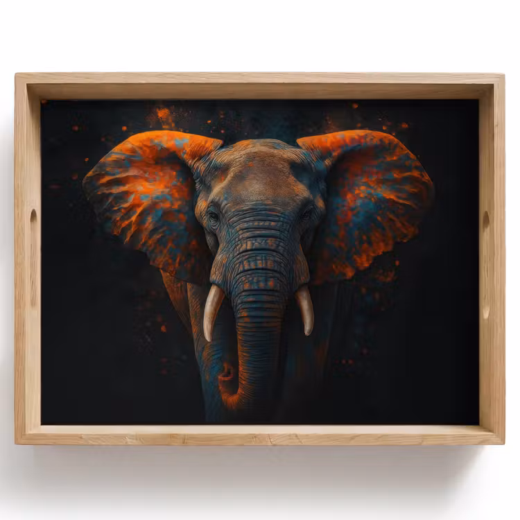 Tablett - Elefant - Orange - Ohren — 1