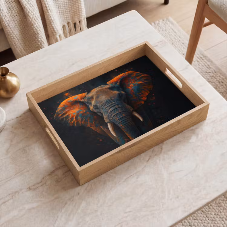 Tablett - Elefant - Orange - Ohren — 2