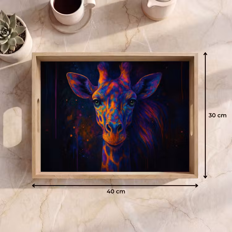 Tablett - Giraffe - Farbig - Farbspritzer — 7
