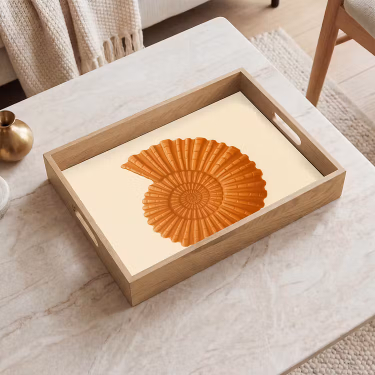 Tablett - Muschel - Orange - Gerippt — 2