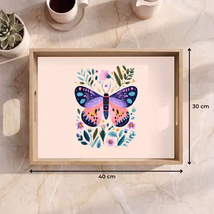 Tablett - Blumen - Blätter - Schmetterling - Farbenfroh — 7
