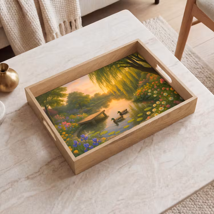 Tablett - Enten - Teich - Blumen — 2