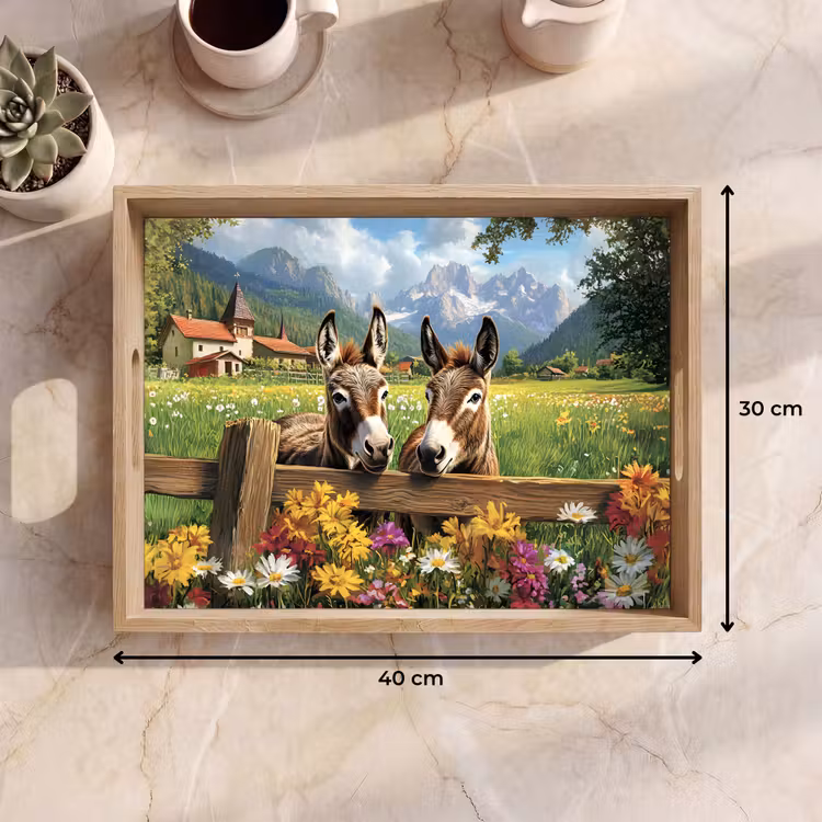 Tablett - Esel - Blumen - Sommer — 7