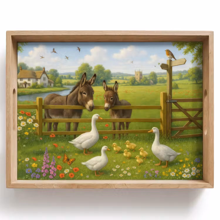 Tablett - Esel - Gänse - Farbenfroh — 1