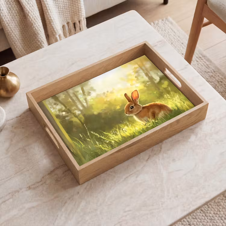 Tablett - Kaninchen - Sonnenlicht - Wald — 2