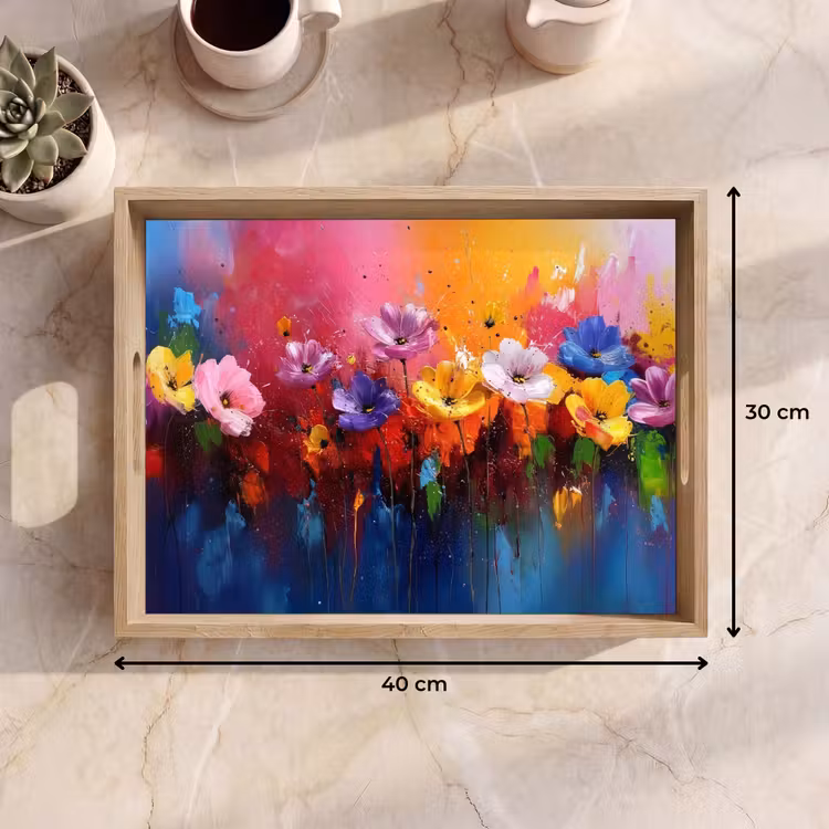 Tablett - Fantasie-Blumen - Malen - Verspielt — 7