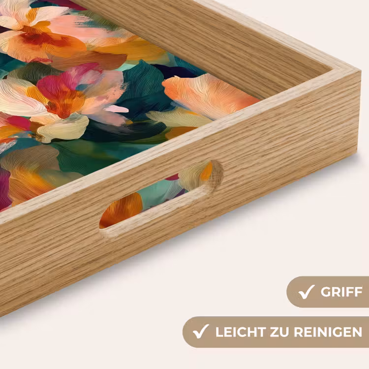 Tablett - Harmonisch - Abstrakte Blumen - Warme Töne — 8