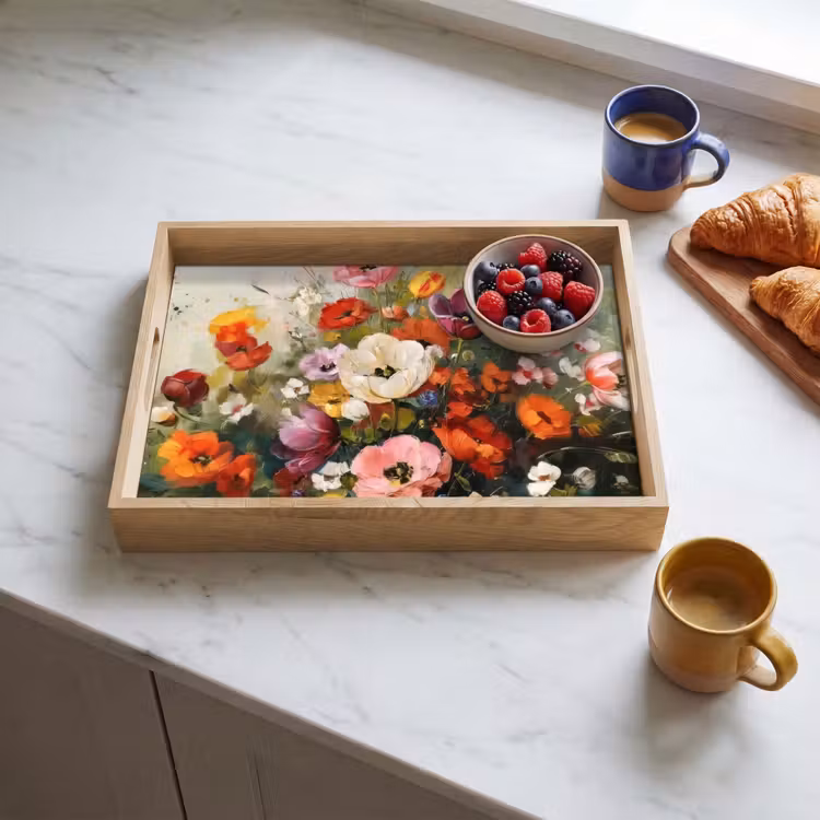 Tablett - Heiteres Bouquet - Dynamisch - Dezente Farbtupfer — 3